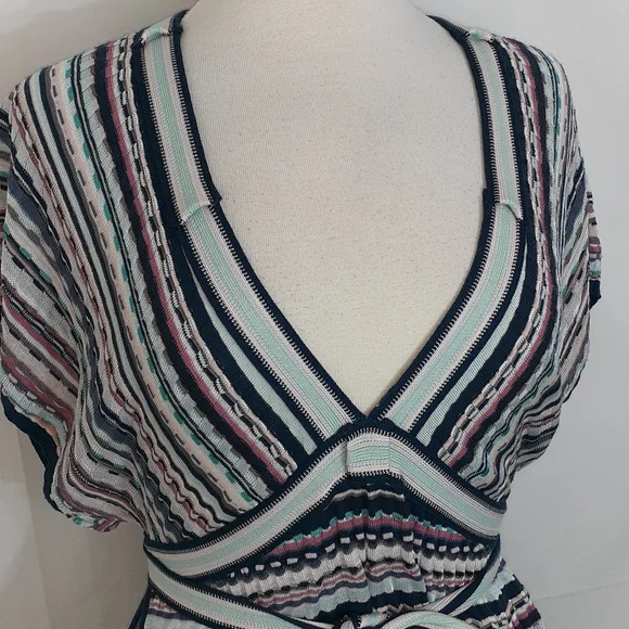 Masoni Tweed striped blouse blue pink size 46 us size 6 - Picture 2 of 9